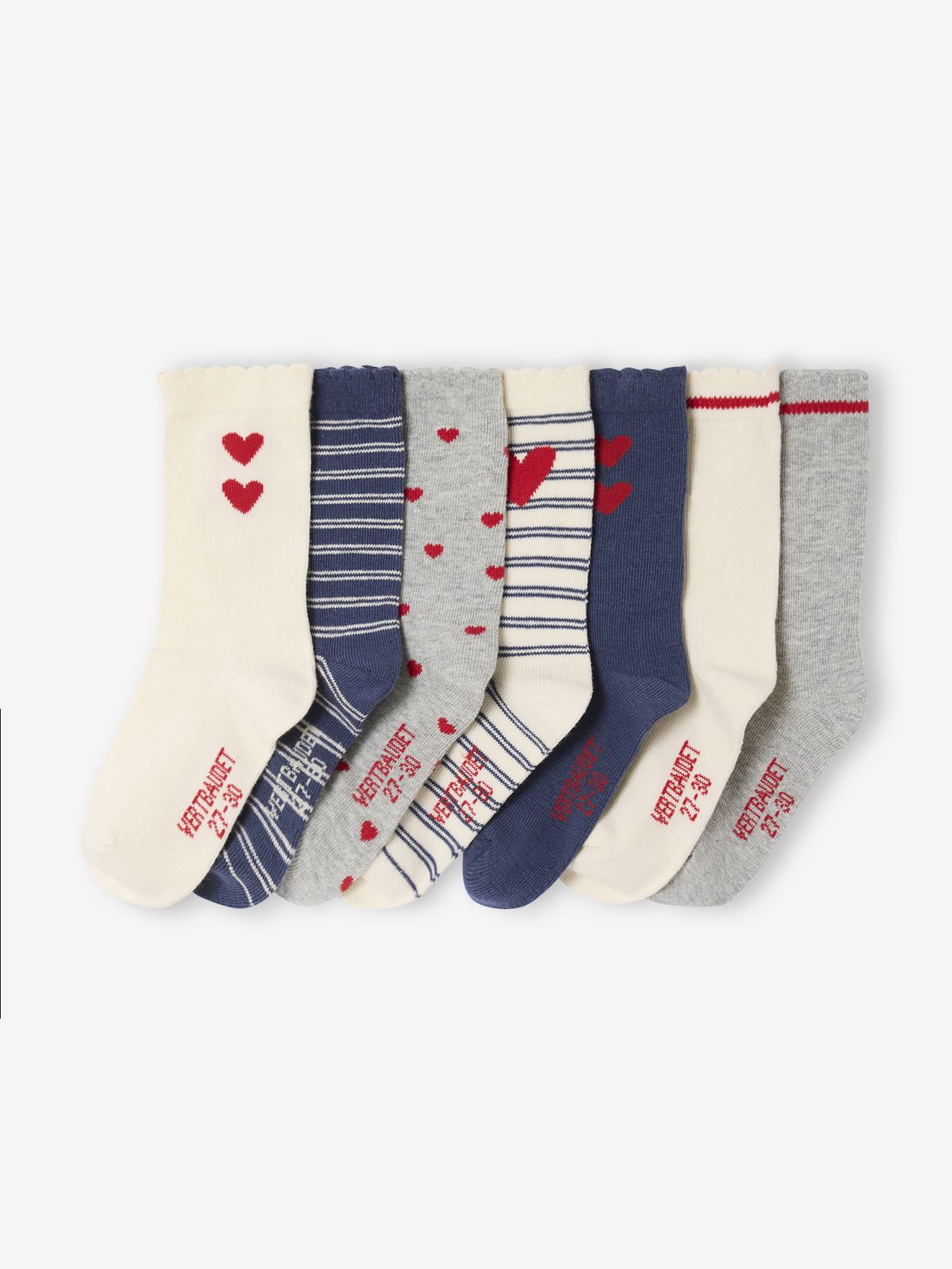 Lot de 7 paires de chaussettes coeurs fille assorties 14$