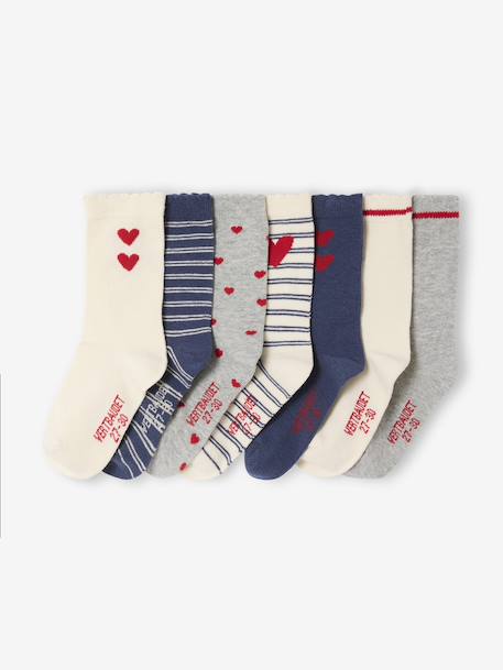 Lot de 7 paires de chaussettes coeurs fille  - vertbaudet enfant