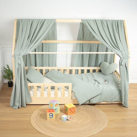 Ciel de lit cabane en gaze de coton duo 330 cm Beige+Blanc+Bleu+Camel+Écru+Gris+Marron+Rose+Terracotta+Vert 54 - vertbaudet enfant 