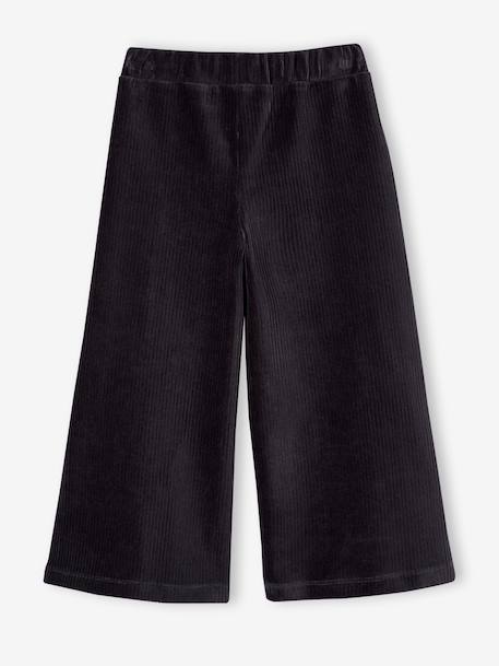 Pantalon fille large en velours anthracite+bleu grisé+blush+écru+kaki+marron+prune+rose 3 - vertbaudet enfant 