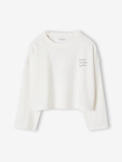 Inlzdz Enfant Fille T-Shirt à Manches Longues Top De Sport Haut Court De Danse Gymnastique Col Roulé Crop Tops Fille T-Shirt De Sport Jogging Gym Tronçon Sportwear 6-16 Ans Blanc 6 Ans