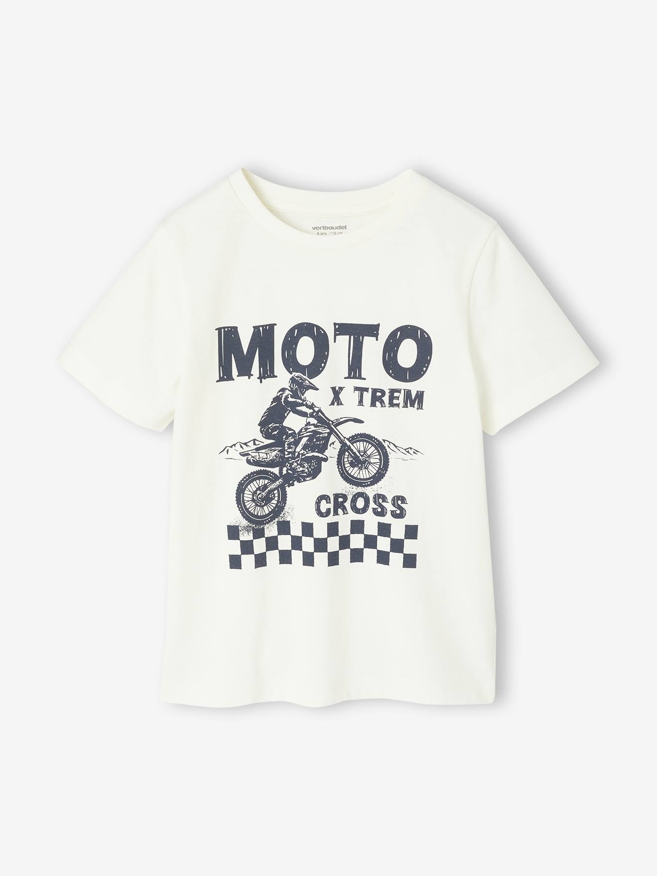 T-shirt garçon imprimé devant écru