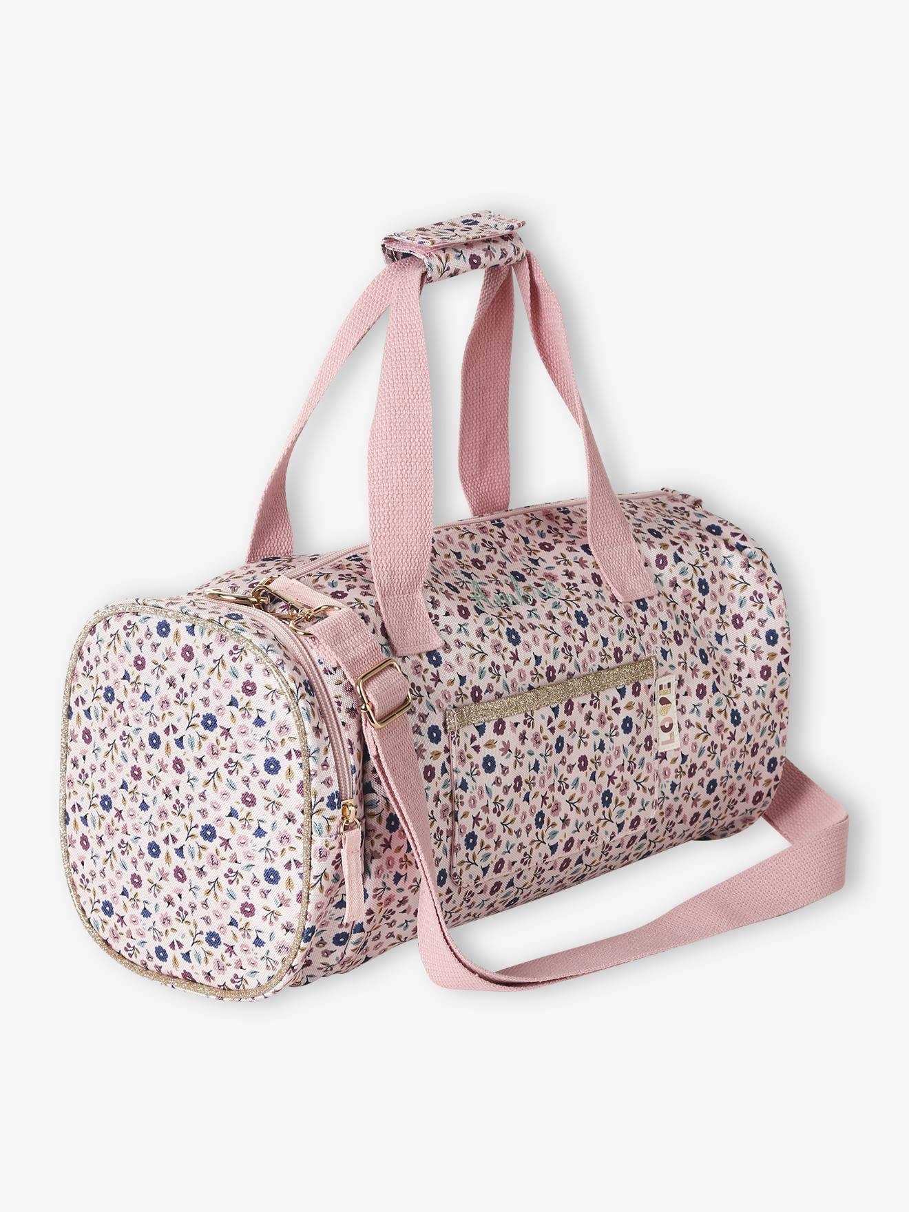 Sac de sport LILIBETH personnalisable fille imprimé fleuri rose