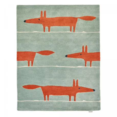 Tapis enfant fait à la main en laine mr fox Bleu+Vert 8 - vertbaudet enfant 