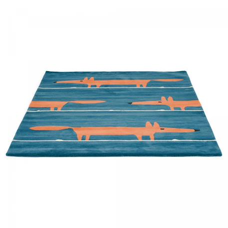 Tapis enfant fait à la main en laine mr fox Bleu+Vert 3 - vertbaudet enfant 