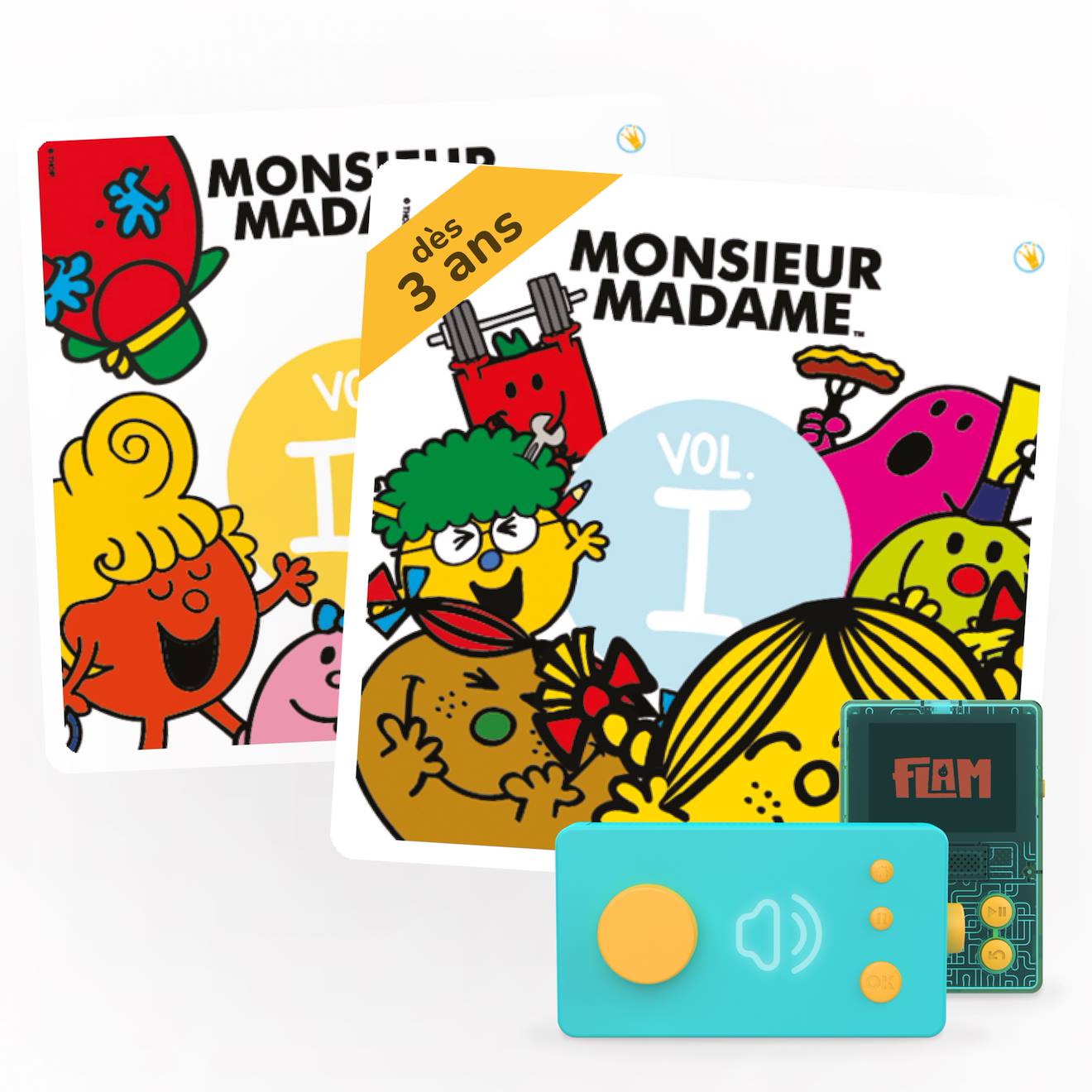 Pack 2 Livres Audio Monsieur Madame Vol. 1 & 2 - Dès 3 Ans - 12 Histoires À Composer, 1h09 D'écoute Multicolore