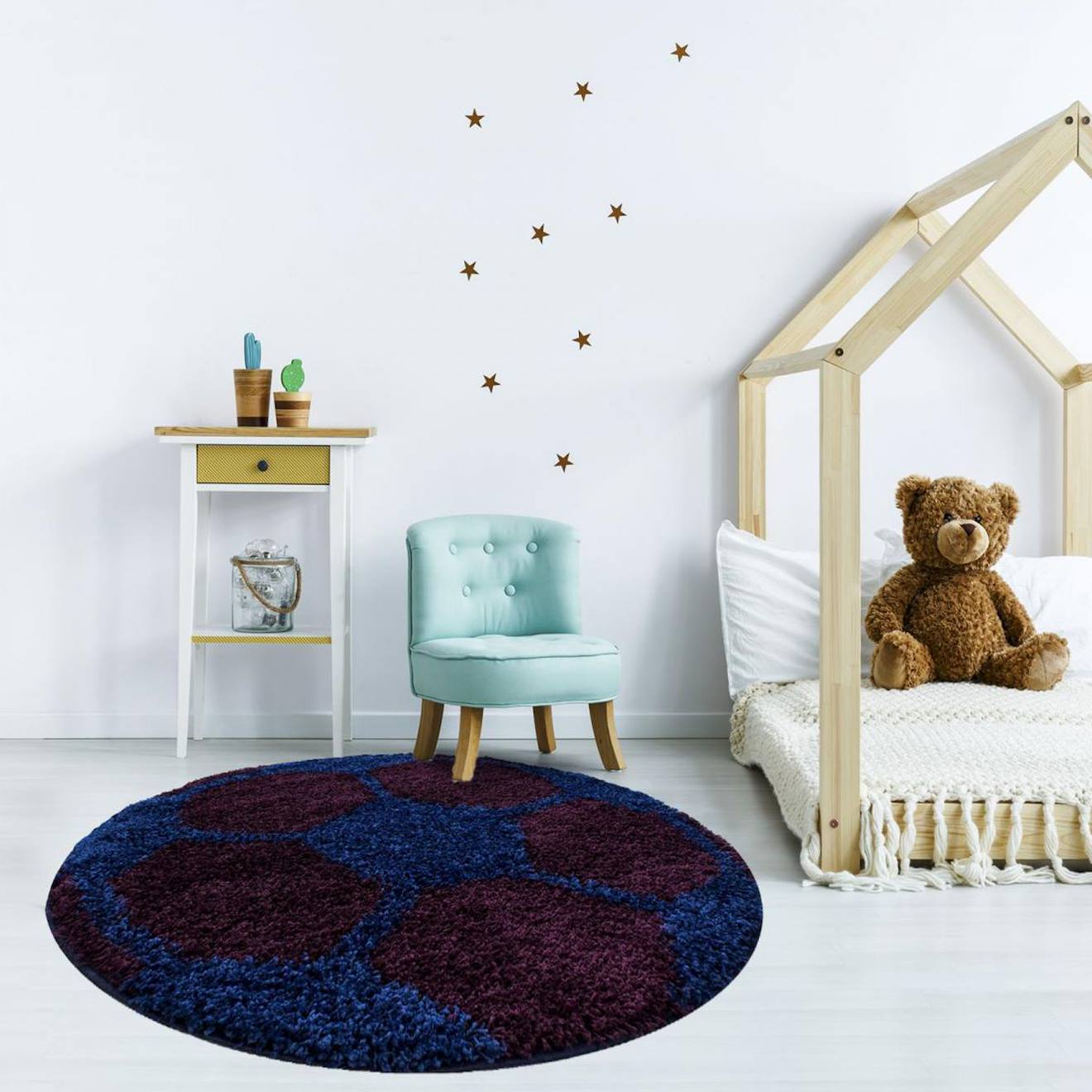 Tapis Enfant Tissé Shaggy Foot Bleu