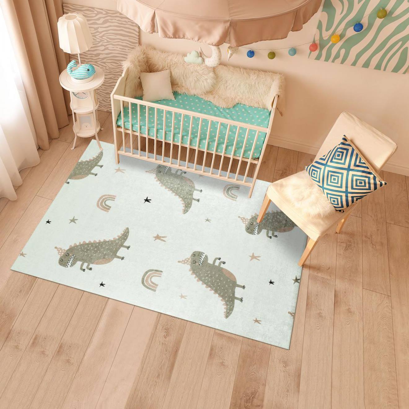 Tapis Enfant Tissé Monstro Vert