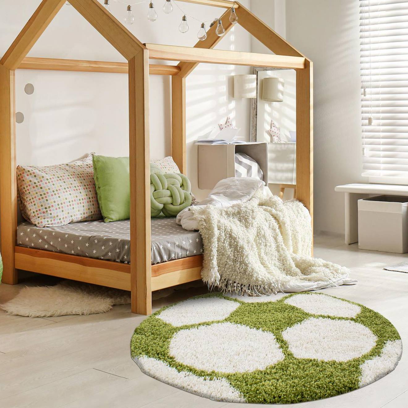 Tapis Enfant Tissé Shaggy Foot Vert