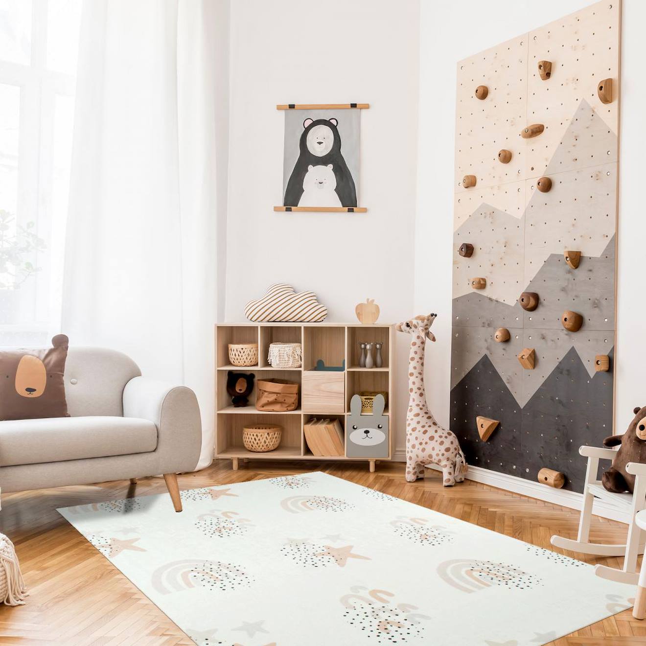 Tapis Enfant Tissé Arcenciel Crème