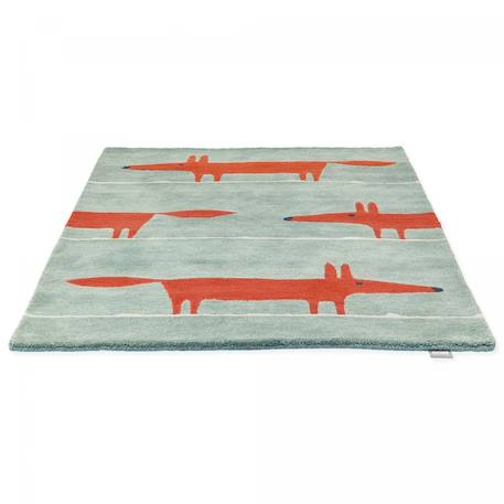 Tapis enfant fait à la main en laine mr fox Bleu+Vert 11 - vertbaudet enfant 