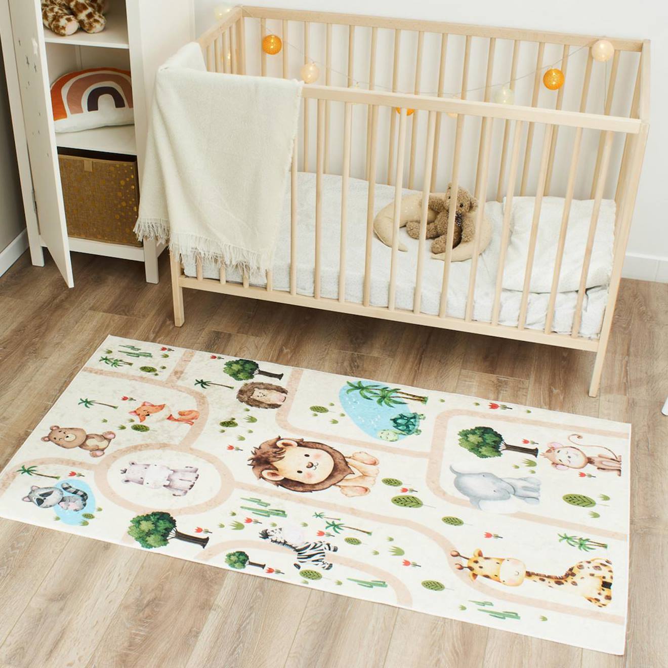 Tapis Enfant Tissé Motif Animaux Celesta Beige