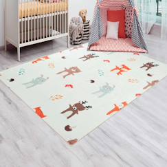 Linge de maison et décoration-Tapis enfant tissé motif animaux foret
