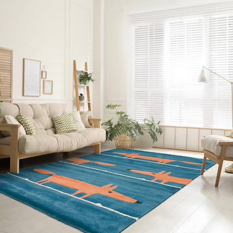 Tapis enfant fait à la main en laine mr fox Bleu+Vert 6 - vertbaudet enfant 