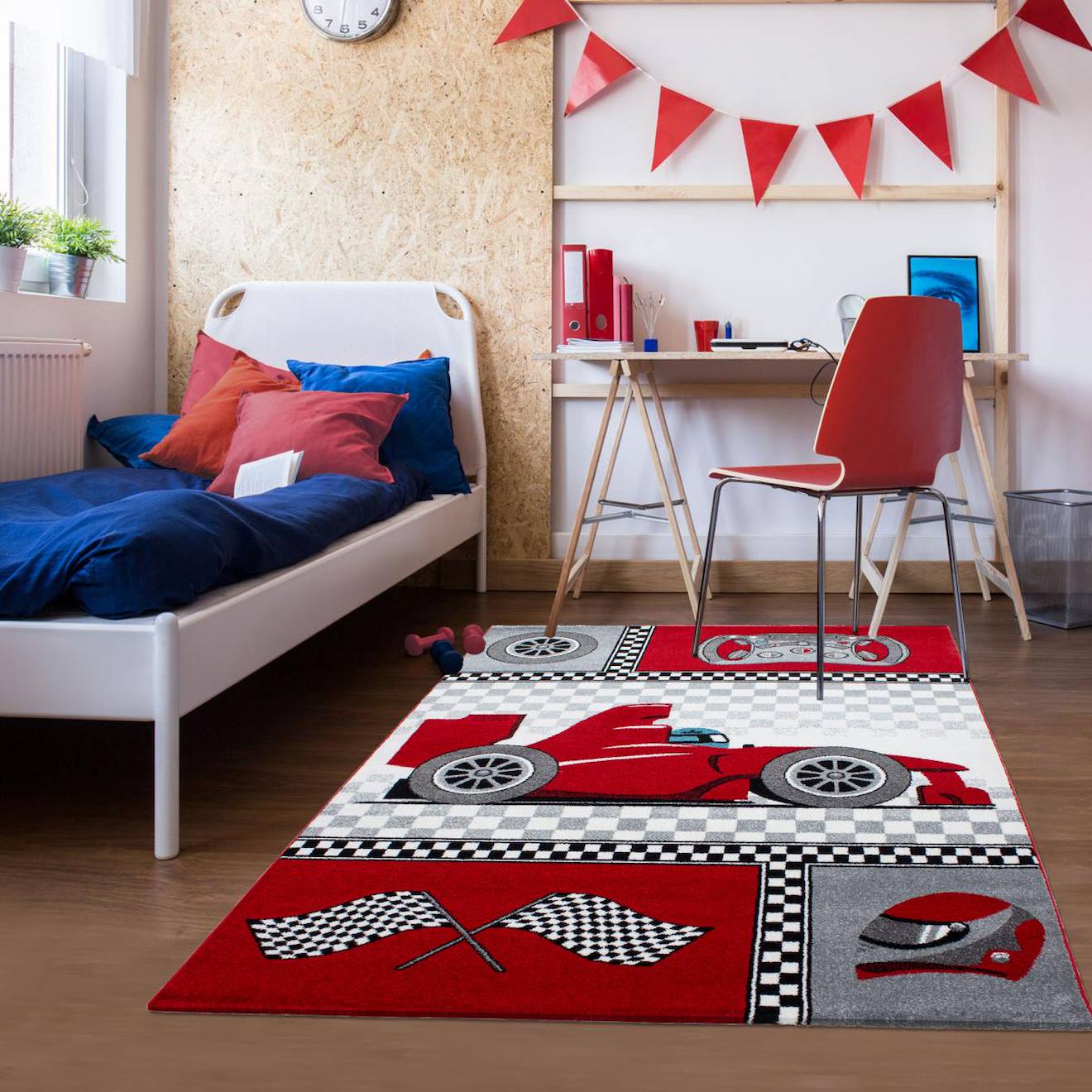 Tapis Enfant Tissé Kid Race Rouge