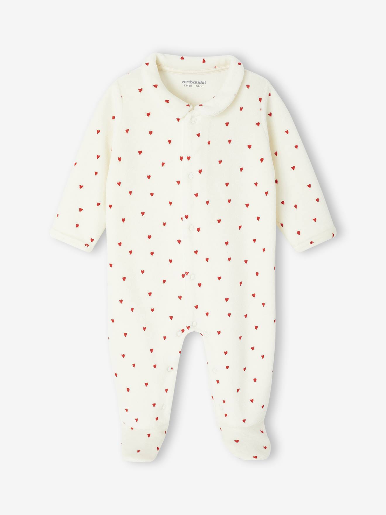 Lot de 3 pyjamas bébé fille "c½urs" en velours bleu nuit (Vertbaudet) - Image 1