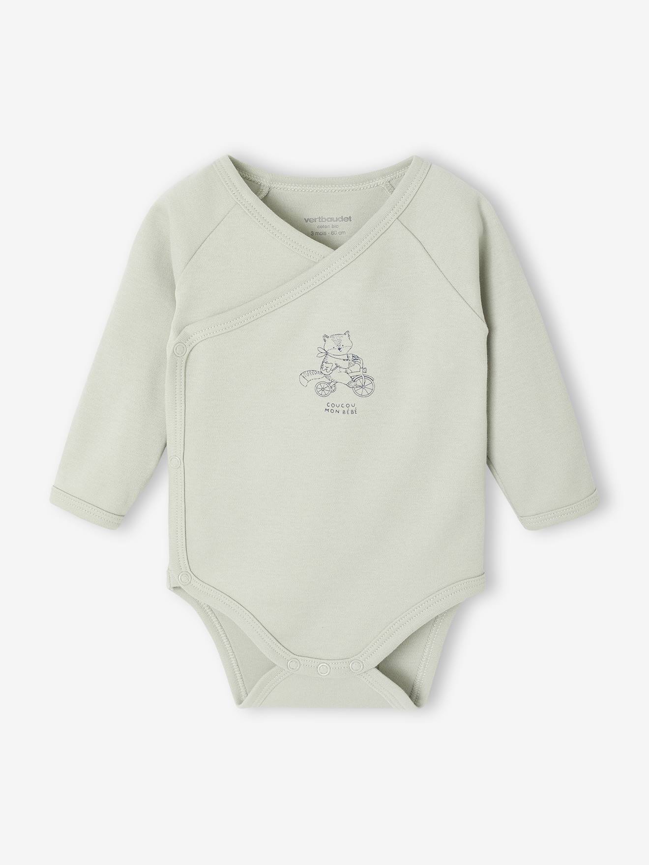 Lot de 2 bodies bébé ouverture naissance manches longues vert d'eau (Vertbaudet) - Image 1