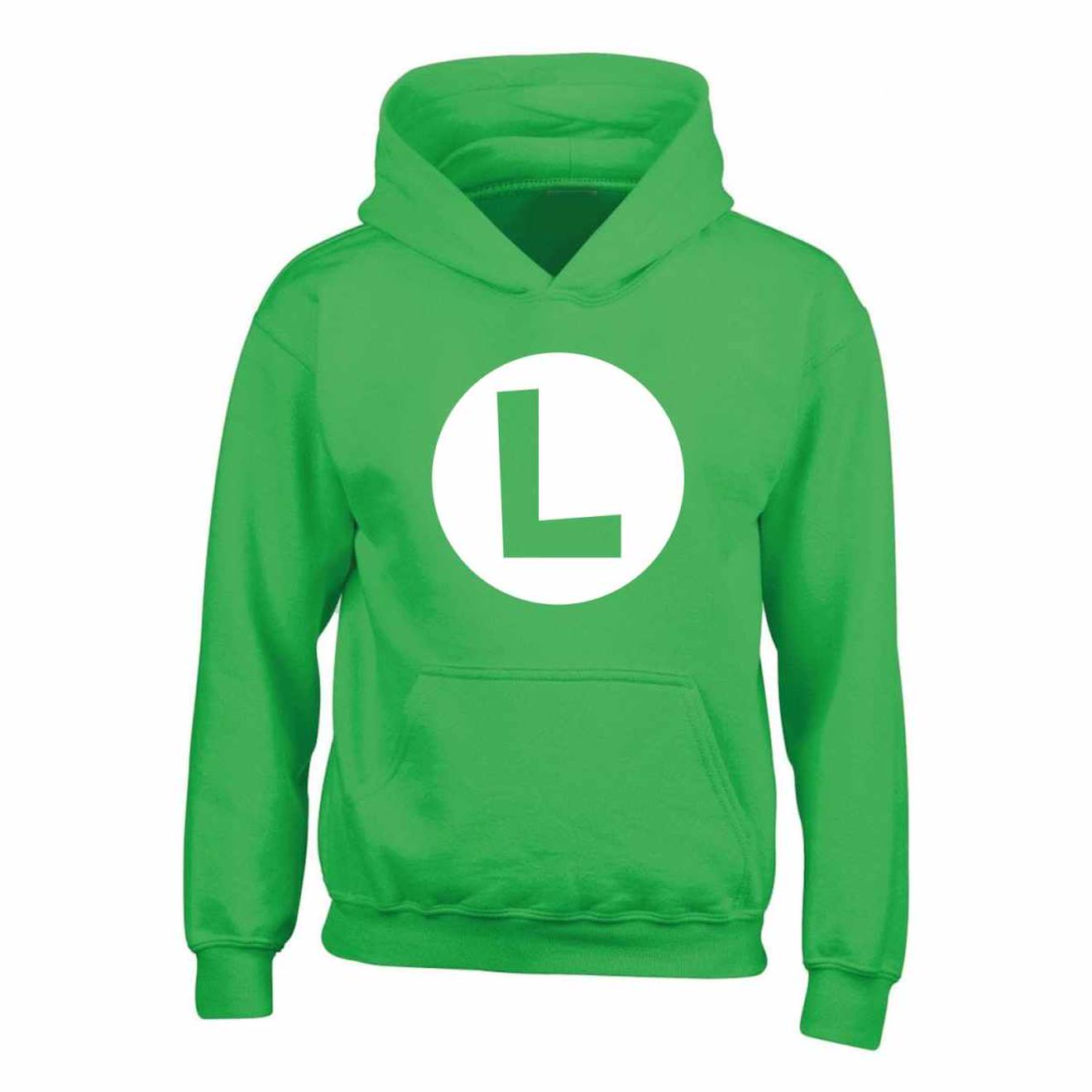 Sweat À Capuche Coton Super Mario Luigi Badge Vert