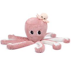 Jouet-Peluche filou la pieuvre maman et bébé les ptipotos rose