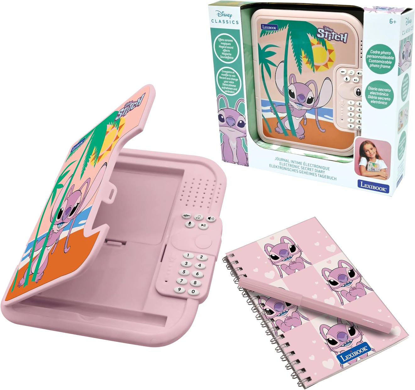 Journal Intime Électronique Avec Coffre-fort Angel - Carnet Inclus, Interactif, Effets Sonores Multicolore