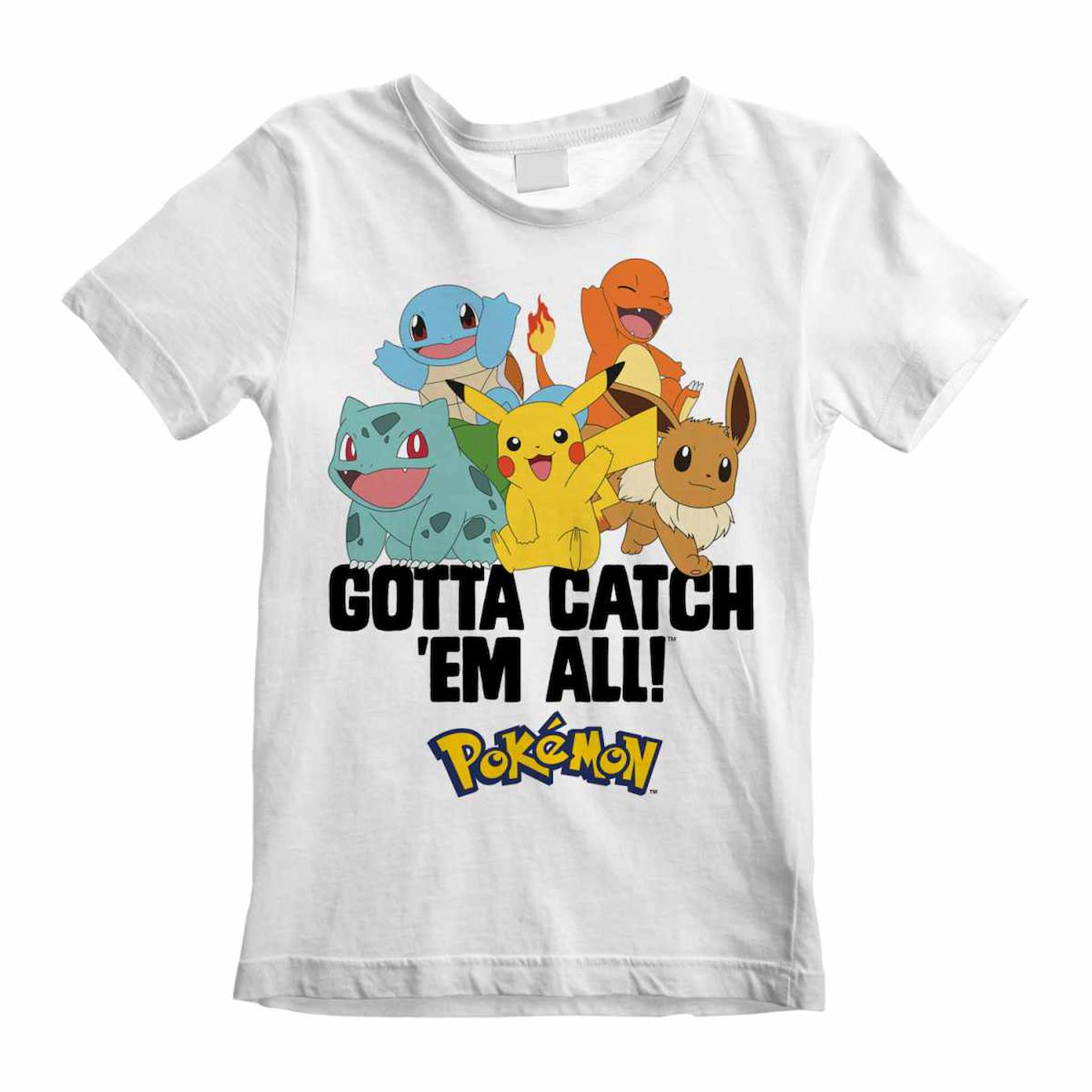 T-shirt Coton Pokemon Gotta Catch Em All Blanc