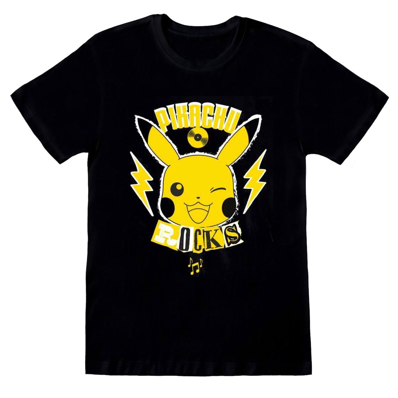 T-shirt Coton Pokemon Pikachu Rocks Noir / Jaune