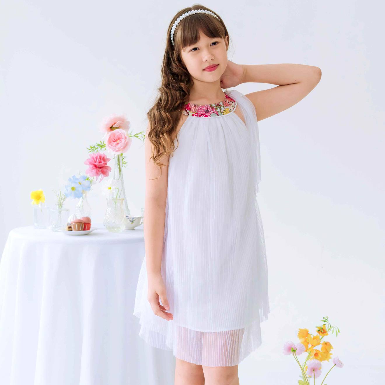 Robe Cérémonie Bohème Fleurie Alizee Blanc Rose Floral