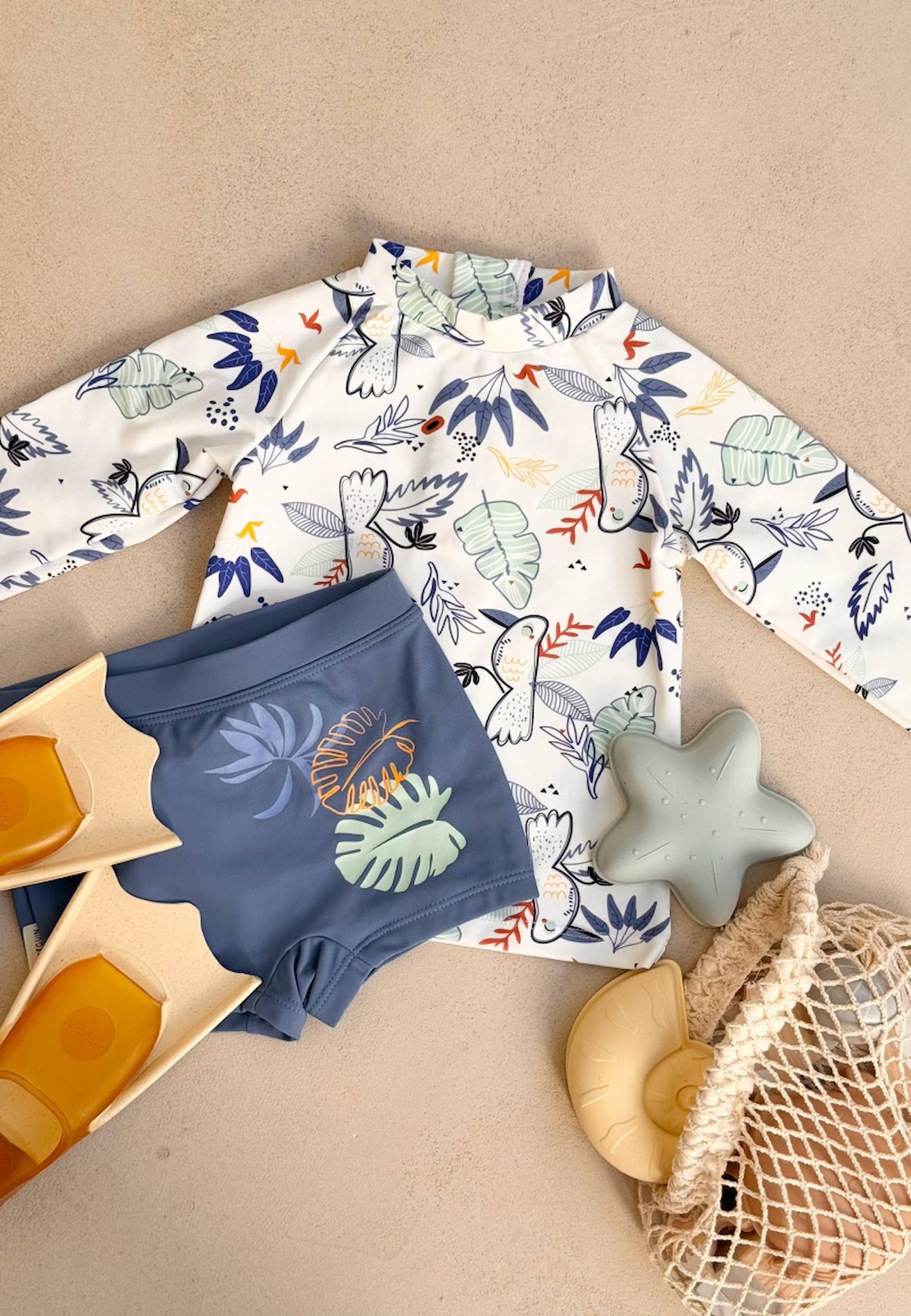 Maillot De Bain Bébé 2 Pièces T-shirt De Protection Uv & Boxer Mexico Bleu
