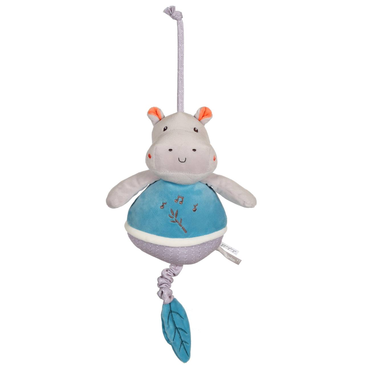 Peluche - Boîte À Musique bamboo Hippopotame - 26 Cm Gris