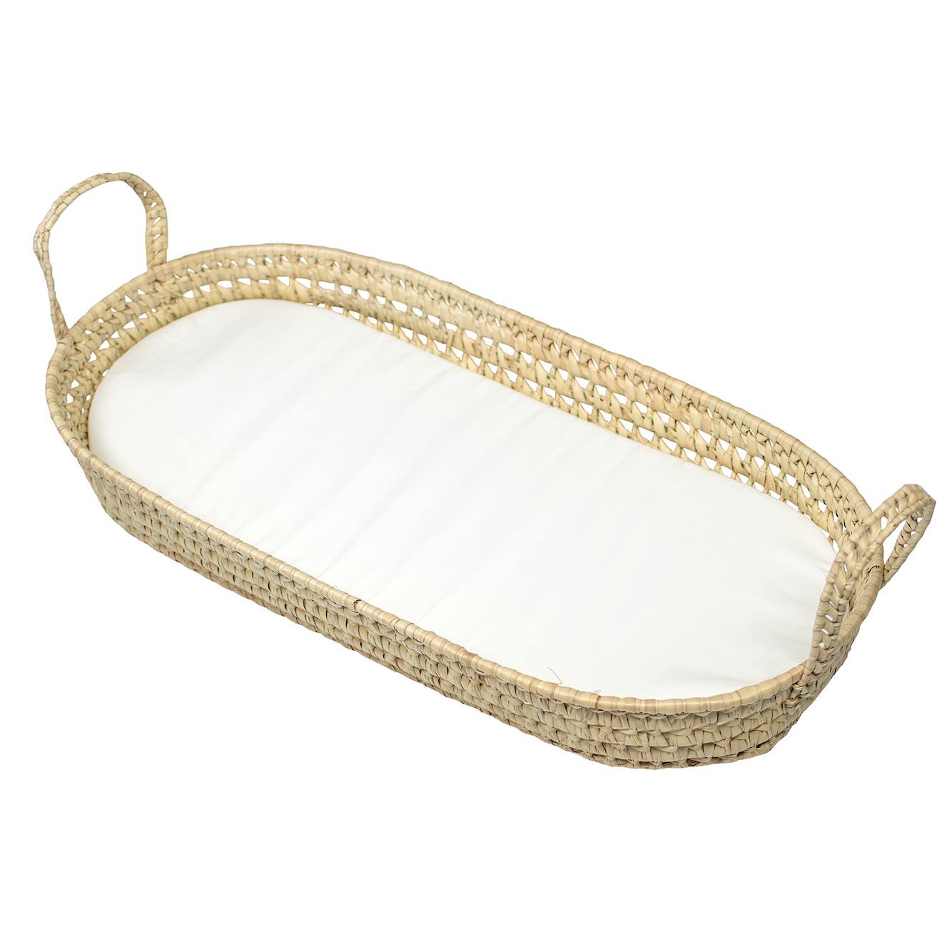 Matelas À Langer + Panier En Fibres Naturelles Beige
