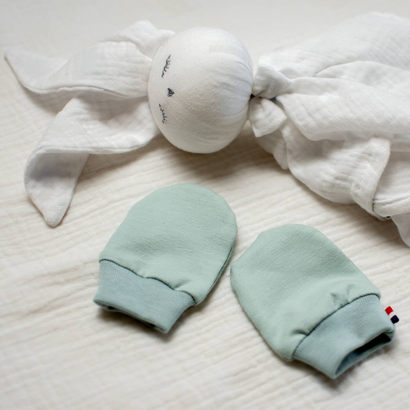 Moufles Naissance En Coton Gants Bébé Anti Griffures Vert (Sevira Kids) - Image 1