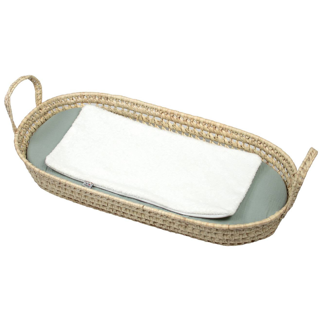 Set Panier À Langer : Panier + Matelas + Drap-housse + Tapis De Change Jeanne Vert De Gris