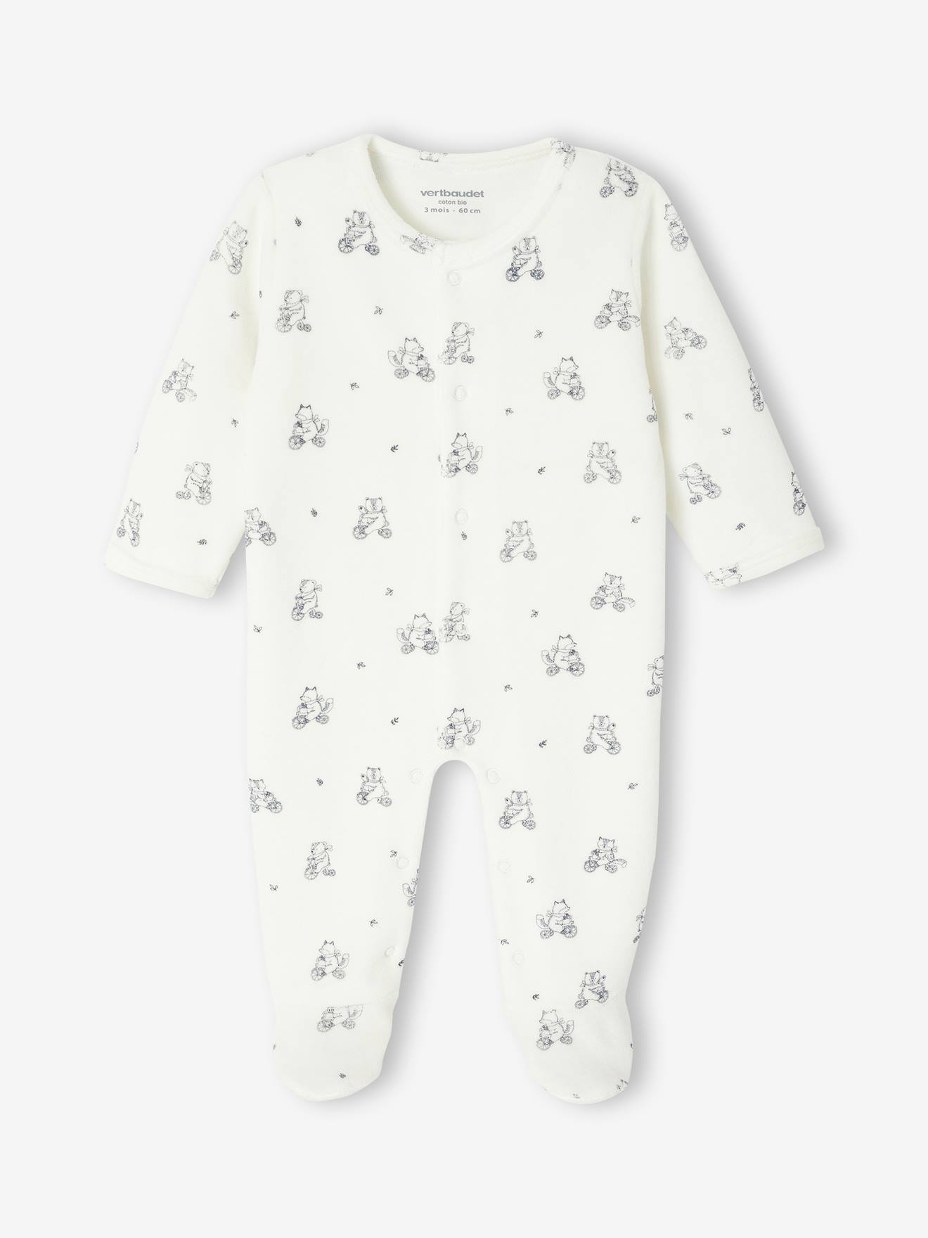 Lot de 2 pyjamas bébé naissance en velours vert d'eau (Vertbaudet) - Image 2