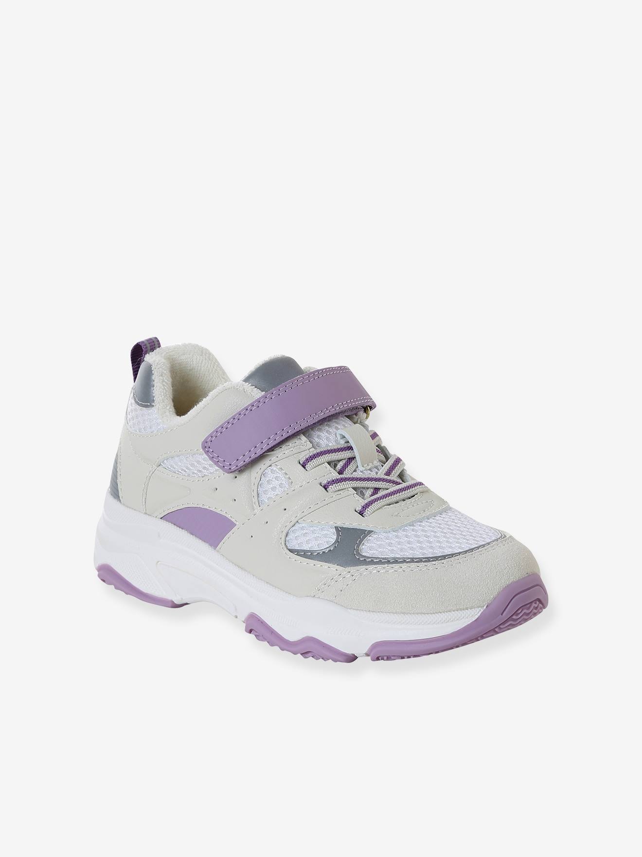 Baskets enfant fille synthétique à scratchs écru