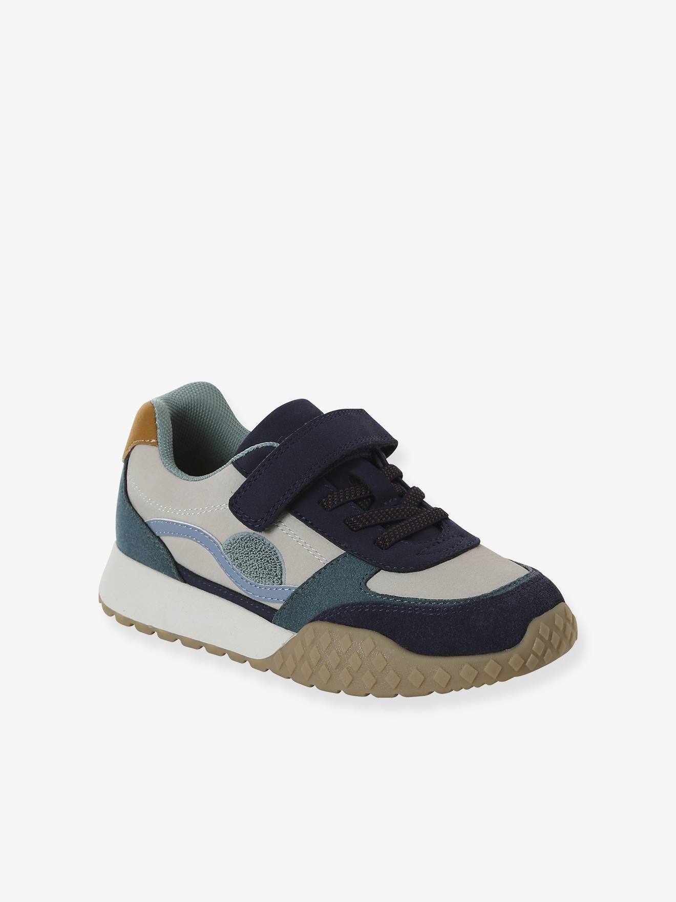 Baskets garçon collection maternelle lacets élastiqués et scratchs lot bleu