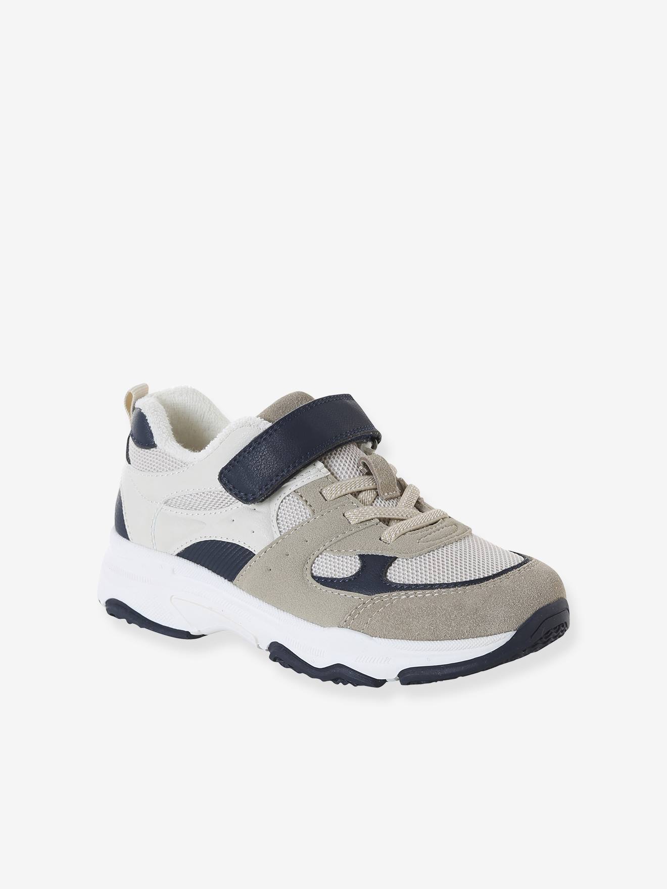 Baskets enfant garçon synthétique lacets élastiqués écru