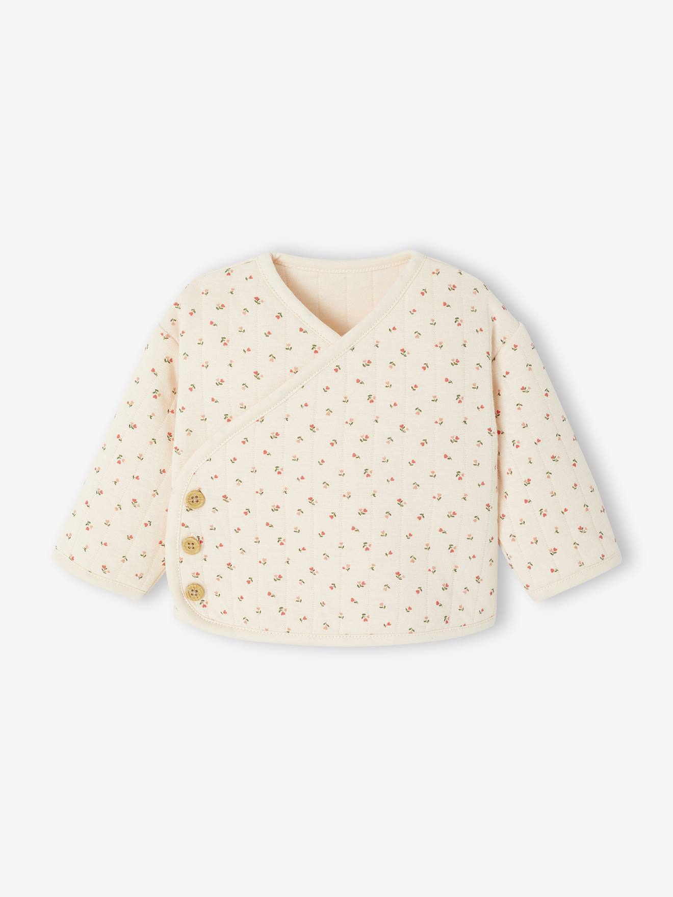 Ensemble matelassé gilet + pantalon à pieds entièrement imprimé rose (Vertbaudet) - Image 1