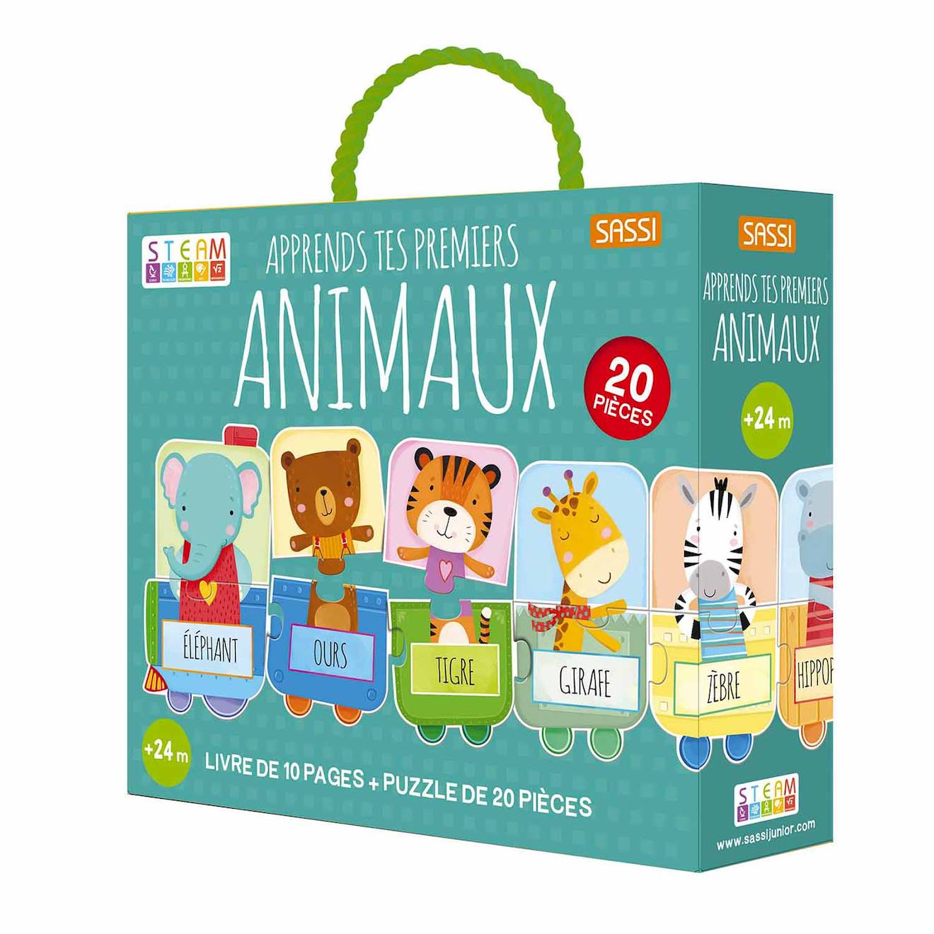 Puzzle & Livre Apprends Tes Premiers Animaux Bleu