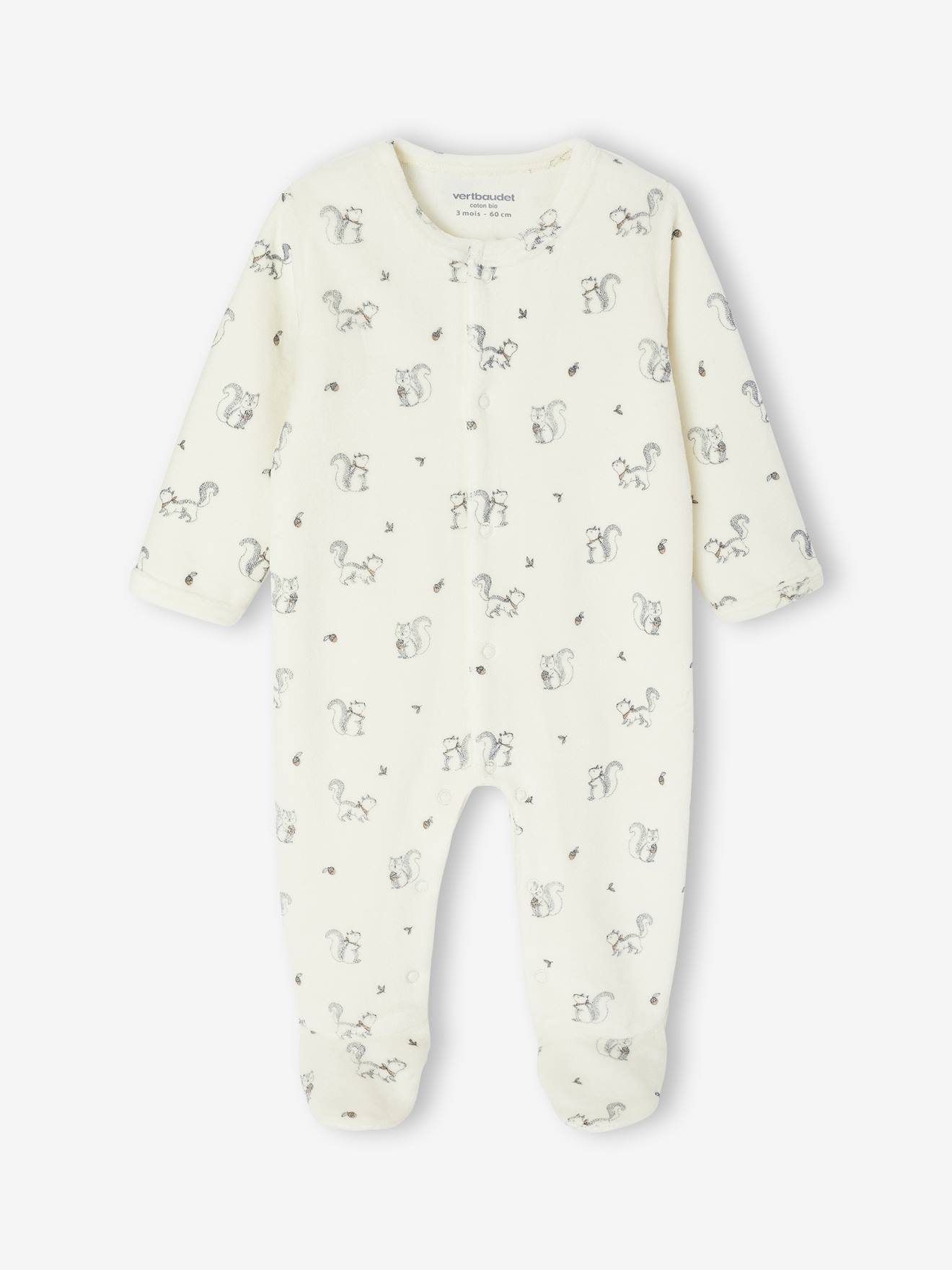 Lot de 2 pyjamas bébé naissance en velours beige (Vertbaudet) - Image 2