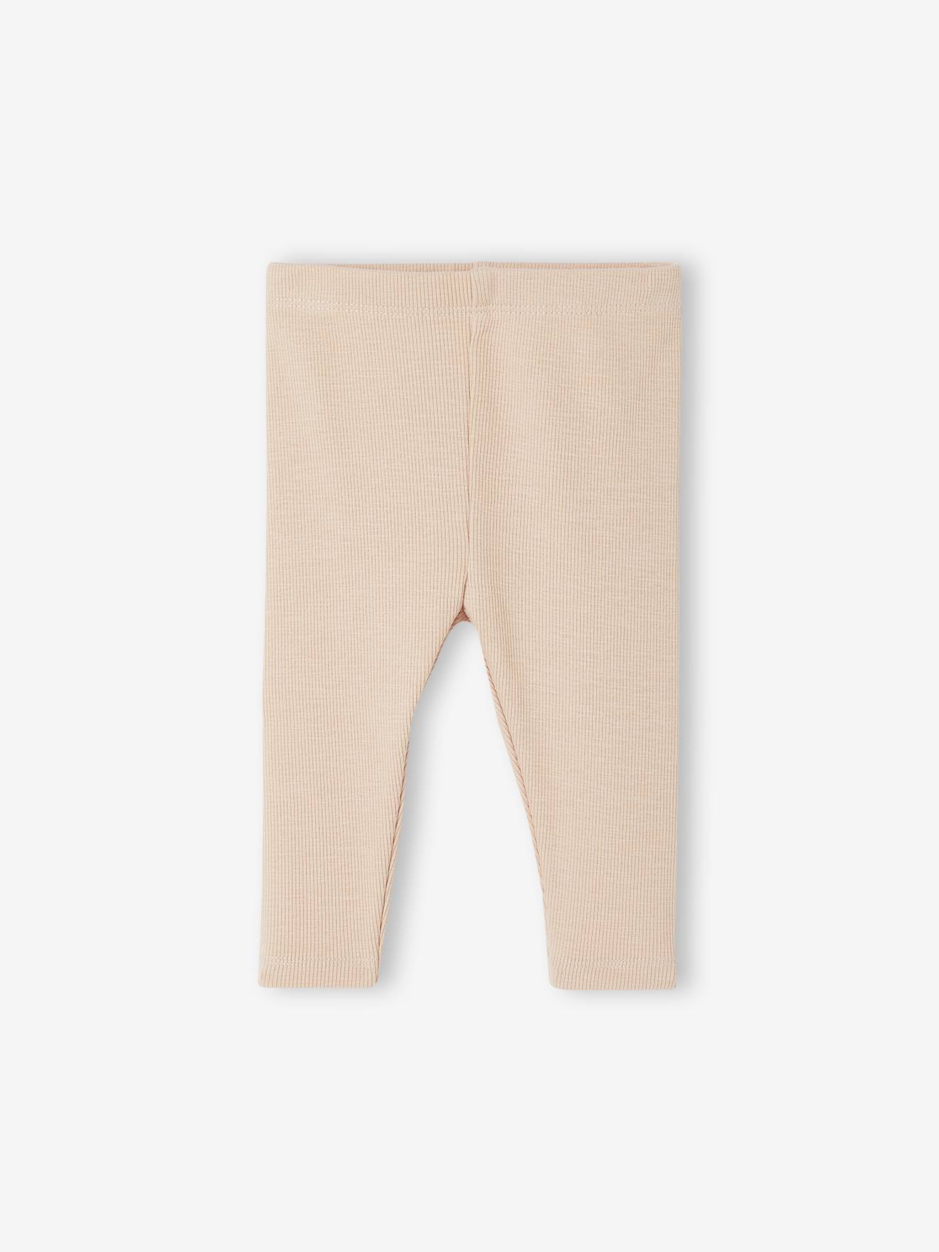 Legging bébé en maille côtelée rose poudré