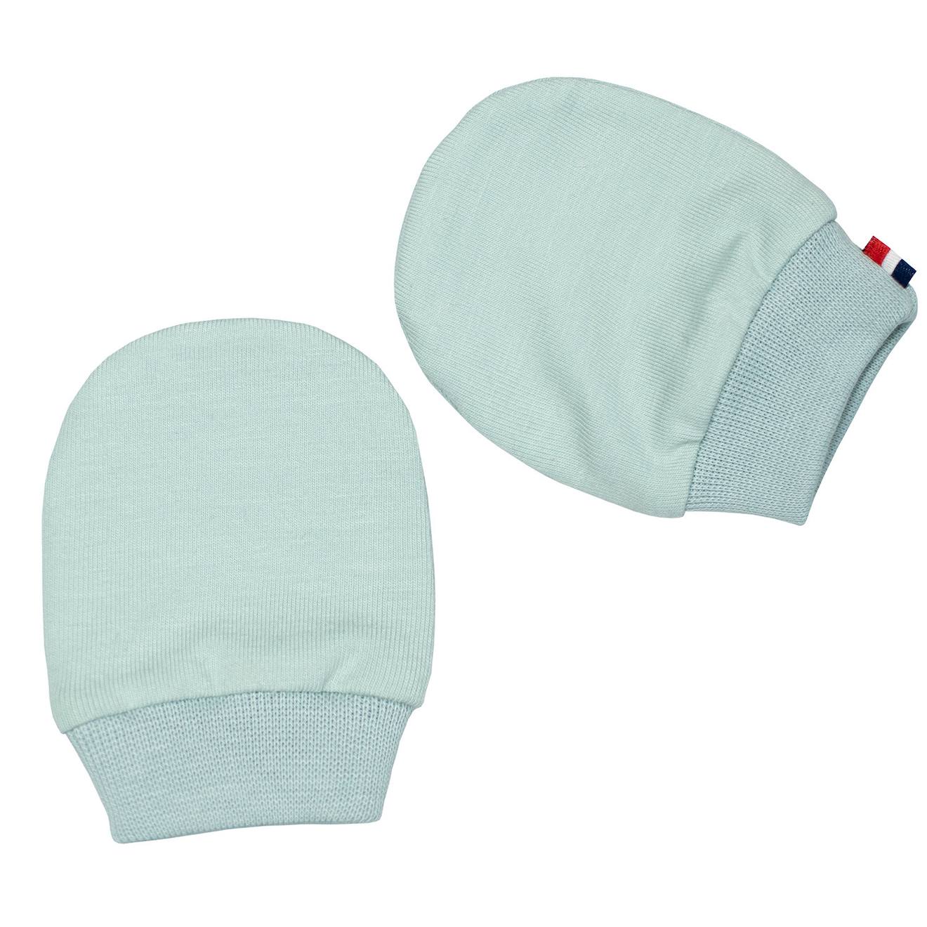 Moufles Naissance En Coton Gants Bébé Anti Griffures Vert