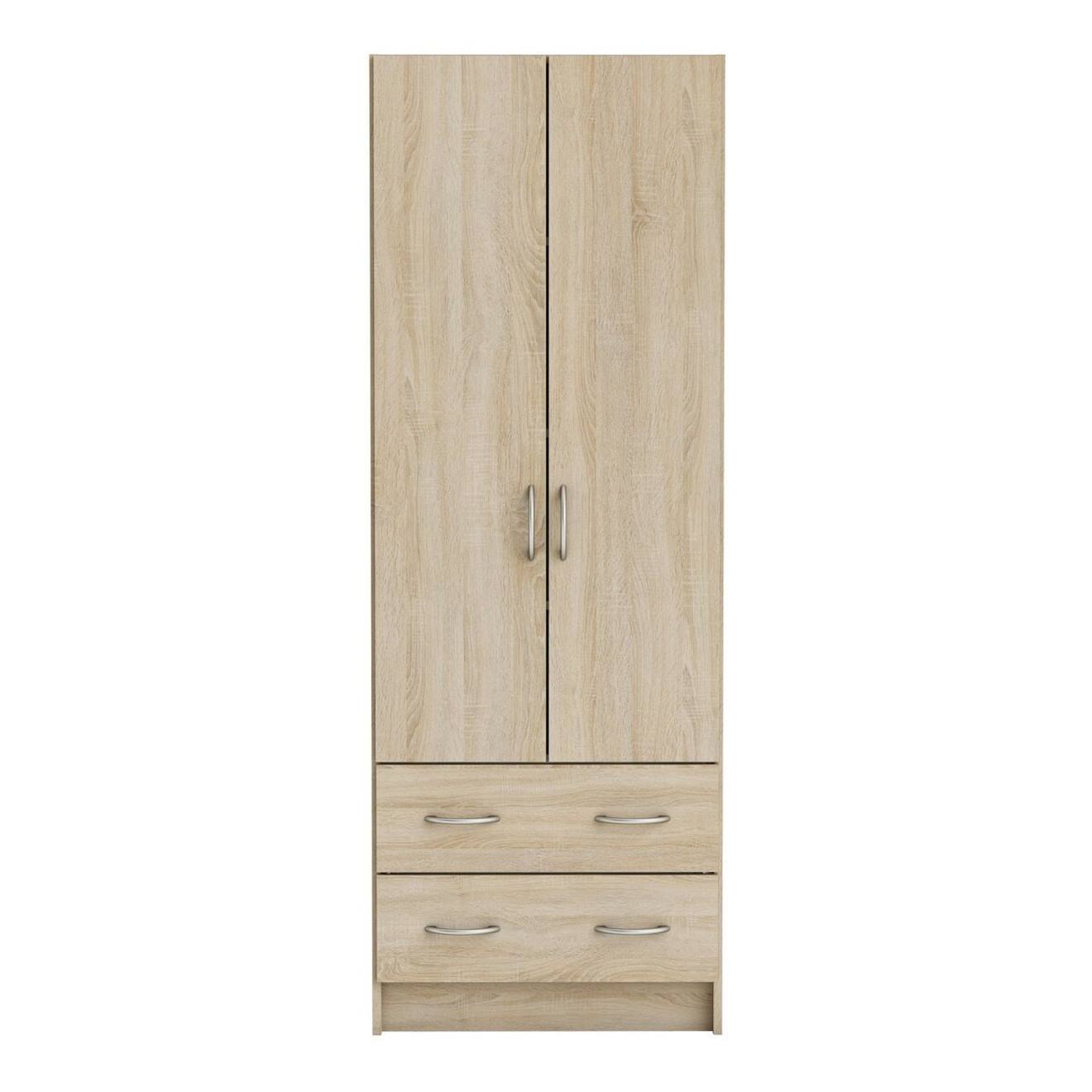 Armoire 2 Portes 2 Tiroirs Dual Chene Brosse