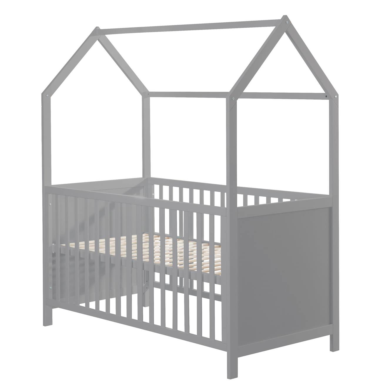 Lit Bébé Cabane Évolutif En Bois Fsc® - Lit Bébé Convertible En Lit Junior Taupe - Gris