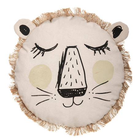 Atmosphera - Coussin lion avec franges - Beige