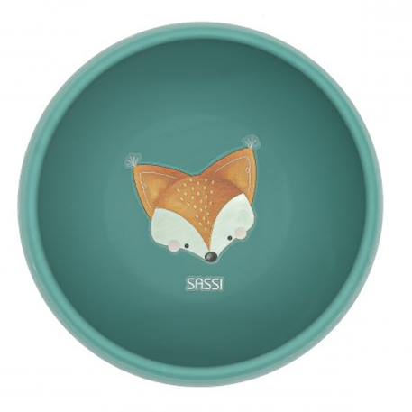 Sassi - Bol En Silicone Avec Ventouse Animaux Vert Paon