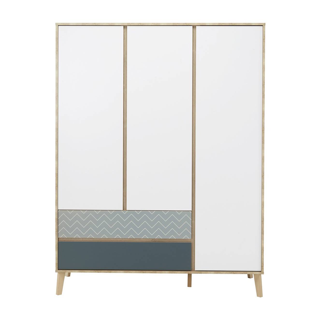 Armoire 3 Portes 2 Tiroirs Larvik Blanc