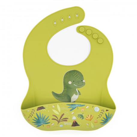 Sassi - Bavoir Récupérateur En Silicone Animaux Vert