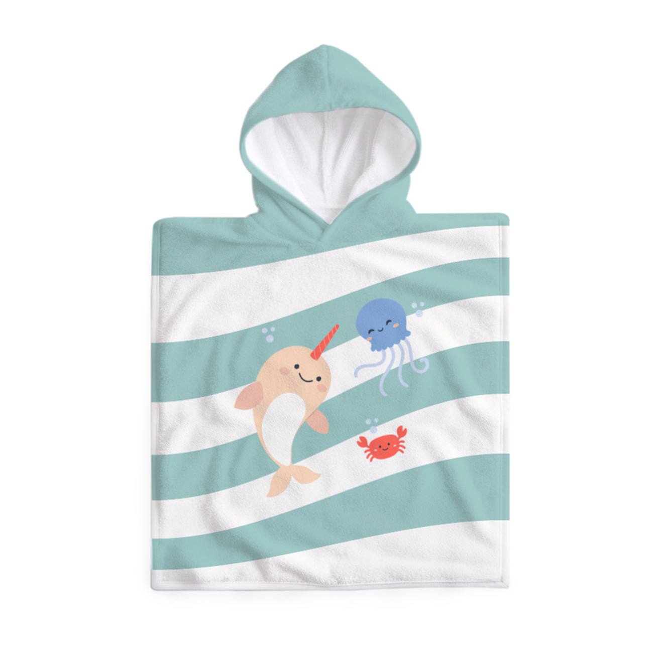 Poncho Serviette Enfant En Coton Bleu