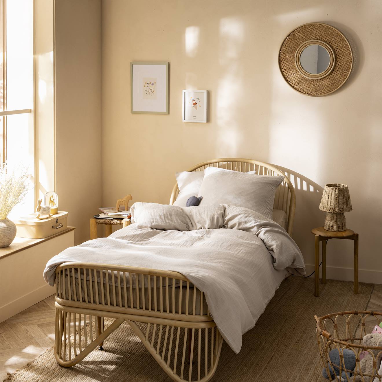 Parure De Lit Unie En Coton, Gaze De Coton Naturel