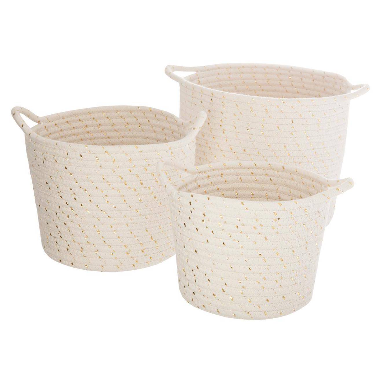 Set De 3 Paniers À Anses Enfant - Lurex Blanc